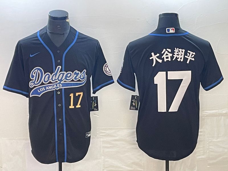 Men Los Angeles Dodgers 17 Ohtani Black Nike Game MLB Jersey style 11